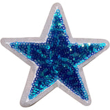 Ster Glitter Paillette Strijk Embleem Patch Blauw