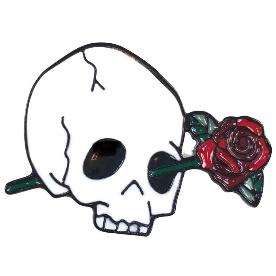 Schedel Skull Roos Emaille Pin