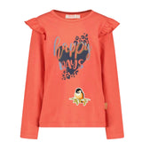 Vogel Roodborstje Strijk Embleem Patch op een oranje kindersweater 