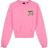 Vogel Koolmees Vogeltje Strijk Patch op een roze sweater