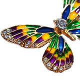 Detail foto van de Broche Sierspeld Vlinder Blauw Groen Geel Paars 