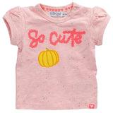 Pompoen Strijk Embleem Patch op een roze baby shirtje