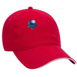 Bloem Denim Spijkerstof Strijk Embleem Patch Blauw op een rode cap