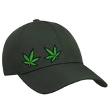 Twee maal de Weed Wiet Hennep Cannabis Blad Strijk Embleem Patch M o peen donkergroen cap