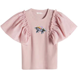 Eenhoorn Strijk Embleem Patch Wit op een roze shirtje