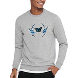 Bloesem Vlinder Blauw Strijk Embleem Patch Set o peen grijze sweater
