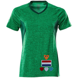 Ik Hou Van Holland Strijk Embleem Patch Set 5 stuks op een groen glanzend shirt