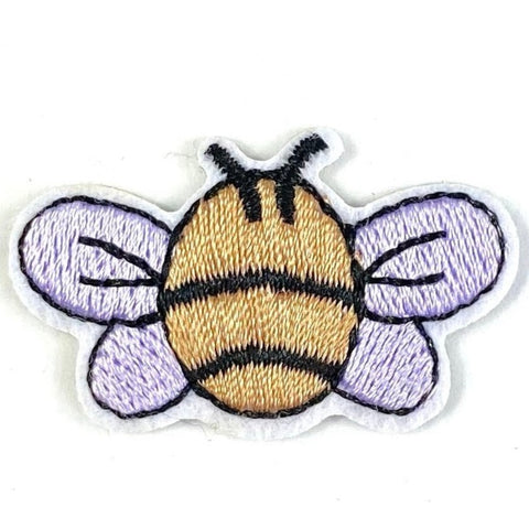 Kleine Bij Bijen Strijk Embleem Patch Lila