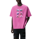 Anemoon Bloem Full Color Strijk Applicatie op een roze t-shirt