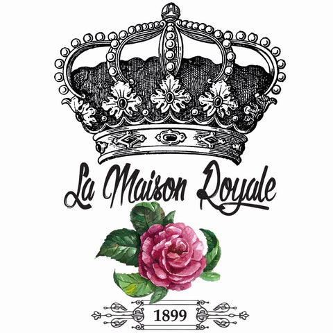 Vintage Kroon La Maison Royal Tekst Strijk Applicatie