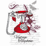 Telefoon Vintage Telephone Strijk Applicatie Rood