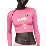 Roze Flamingo XXL Strijk Embleem Patch Links