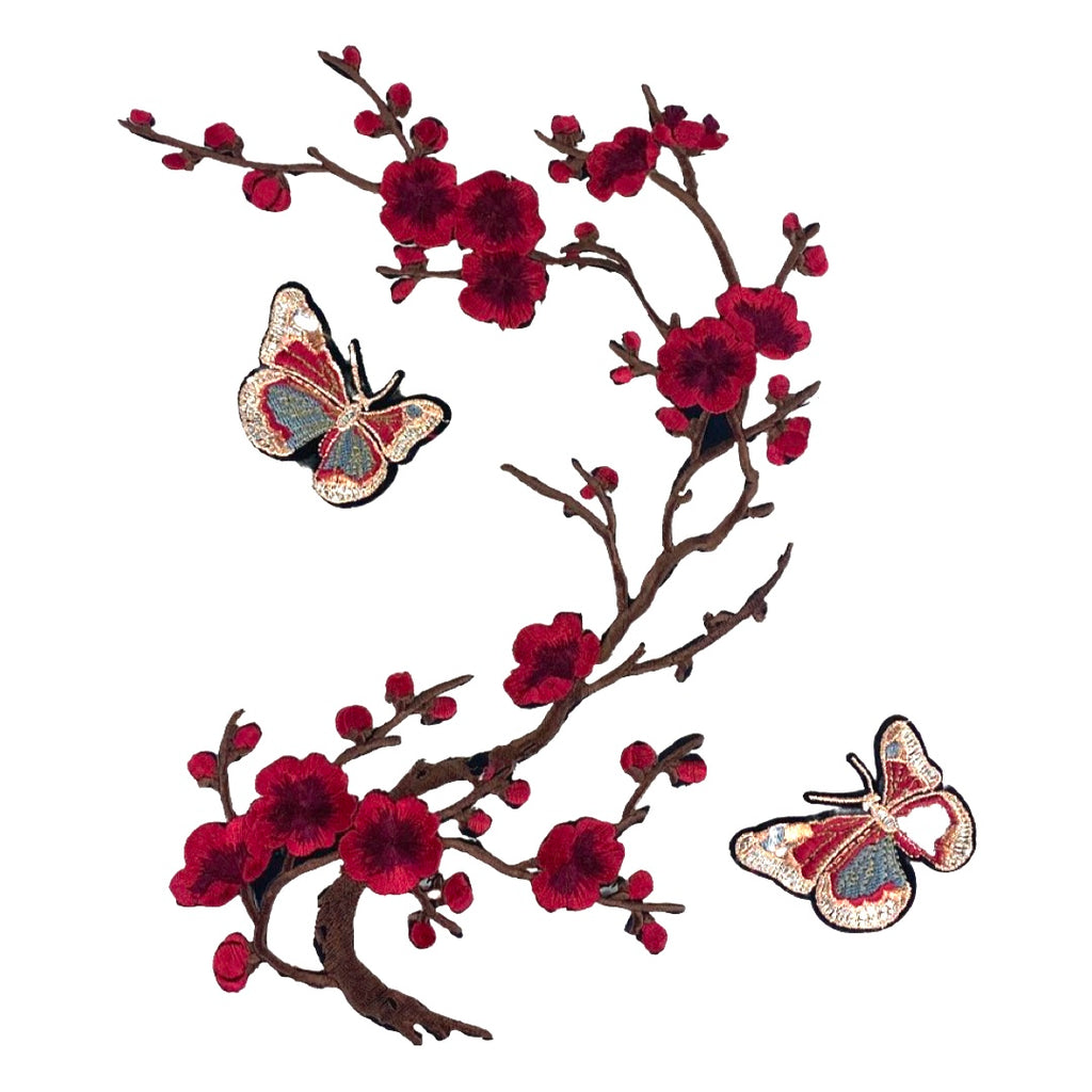 Luxe Vlinders Roze Bloesem Strijk Embleem Patch Set