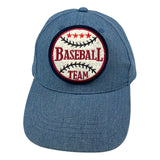 Baseball Team Tekst USA Strijk Embleem Patch op een cap van spijkerstof