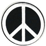 Grote Ronde Zwart Witte Peace Teken Strijk Embleem Patch