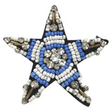 Ster Op Naai Patch Fashion Part Blauw Wit Strass