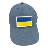 Oekraïne Ukraine Nationale Vlag Strijk Embleem Patch Geel Blauw op een cap van spijkerstof