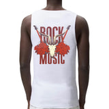 Rock Music Skull Gitaar Rozen Strijk Applicatie op de achterzijde van een wit hemd