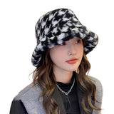 Voorbeeld van de Hoed Bucket Hat Houndstooth Patroon in de kleur zwart wit