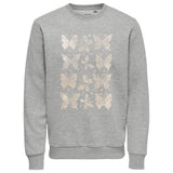 Vlinder Vlinders Strass Strijk Applicatie op een grijze sweater