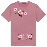Enkele afbeeldingen van de Hibiscus Bloemen Full Color Strijk Applicatie op een oud roze t-shirtje