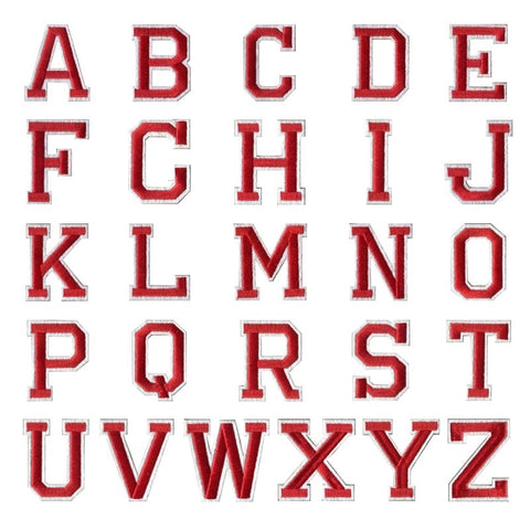Alfabet Strijk Letter Embleem Patch Rood Wit Dun Randje