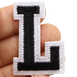 Alfabet Strijk Embleem Letter L Patch Zwart Wit