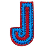 Alfabet Letter J Strijk Embleem Patch Rood Blauw