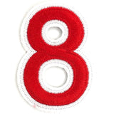 Cijfer Nummer 8 Strijk Emblemen Rood Wit