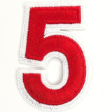 Cijfer Nummer 5 Strijk Emblemen Rood Wit