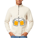 Bier Bierglas Bierpull Schuimkraag Full Color Strijk Applicatie Large op een ecru gekleurde sweater met rits