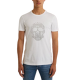 Doodskop Skull Strass-steentjes Rhinestone Strijk Applicatie op een wit t-shirt