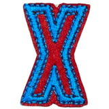 Alfabet Letter X Strijk Embleem Patch Rood Blauw