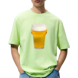 Bier Bierglas Biertje Full Color Strijk Applicatie Large op een groen t-shirt