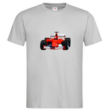 Formule 1 Raceauto / Racewagen Strijk Applicatie Rood op een grijs t-shirt