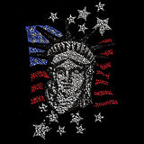 Voorbeeld van de Strass Lady Liberty Sterren XXL Strijk Applicatie o peen zwarte achtergrond