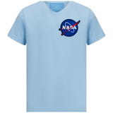 Nasa Embleem Strijk Patch Rond op een lichtblauw t-shirtje