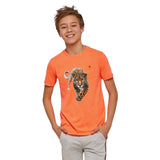 Panter Luipaard Jaguar Strijk XL Applicatie op een oranje t-shirtje