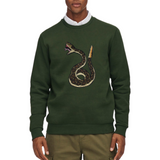 Ratelslang XXL Strijk Embleem Patch Rechts op een groene sweater