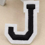 Zwarte Alfabet Letter J Met Witte Rand Strijk Patch