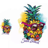 Gekleurde Ananas Met Zonnebril En Sun Beach Tekst Strijk Applicatie Set