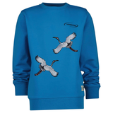 Kraanvogel XL Strijk Embleem Patch Set L+R op een bauwe  sweater