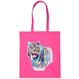 Tijger Art Full Color Strijk Applicatie op een roze linnen tas