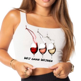 Wijn Glas Wij Gaan Wijnen Full Color Strijk Applicatie Large op een wit kort hemdje