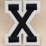 Zwarte Alfabet Letter X Met Witte Rand Strijk Patch