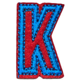 Alfabet Letter K Strijk Embleem Patch Rood Blauw