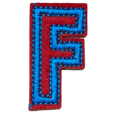 Alfabet Letter F Strijk Embleem Patch Rood Blauw