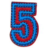 Cijfers Nummer 5 Strijk Embleem Patches Blauw Rood