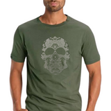 Doodskop Skull Strass-steentjes Rhinestone Strijk Applicatie op een groen t-shirt