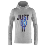 Just Do It Tekst Strijk Applicatie op een grijze hoodie